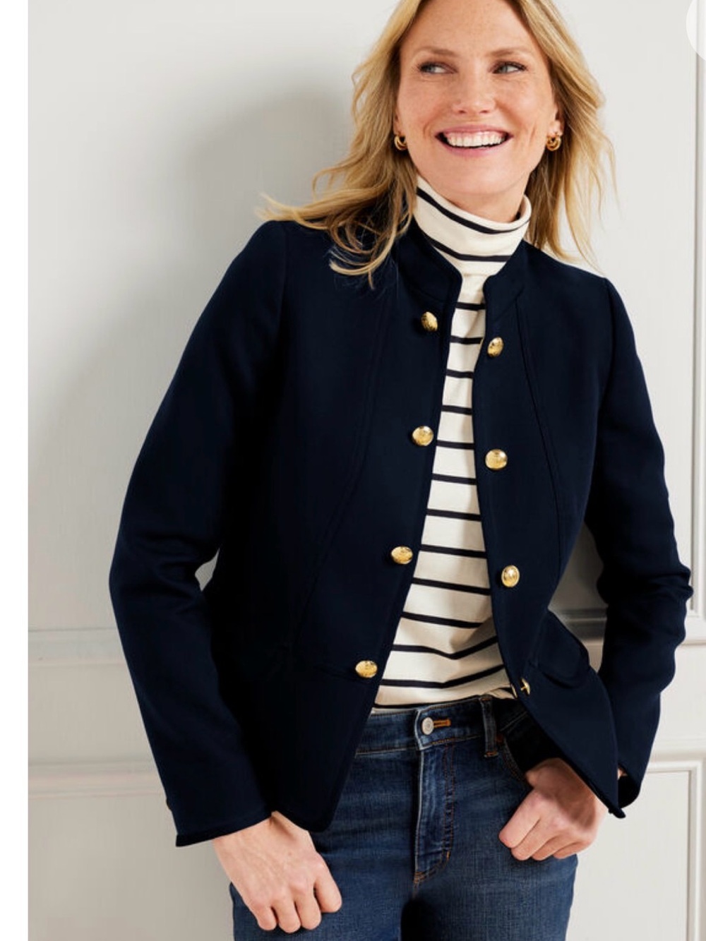 Talbots military-inspired chic jacket w/shank gold buttons. Navy. size 20. NWT